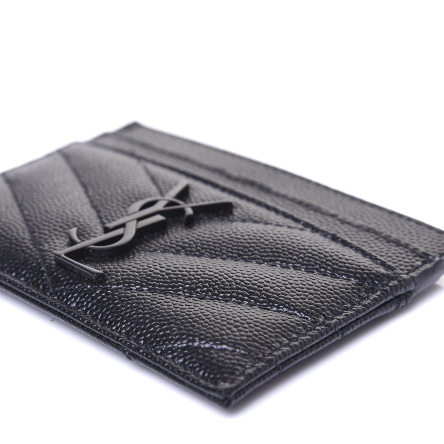 Grain De Poudre Matelasse Chevron Monogram Credit Card Case Black