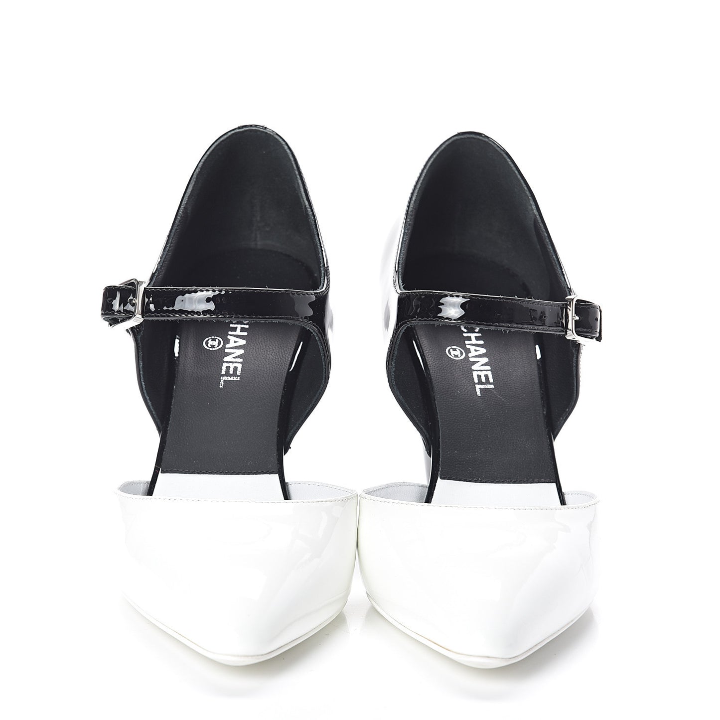 Patent Calfskin CC Pumps 37.5 White Black