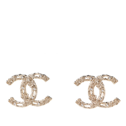 Chanel Crystal CC Camellia Earrings Gold 1 of 5