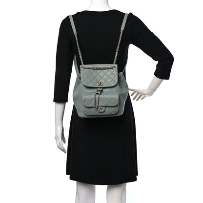 Chanel Lambskin Quilted Large Duma Drawstring Backpack Grey 2 of 11