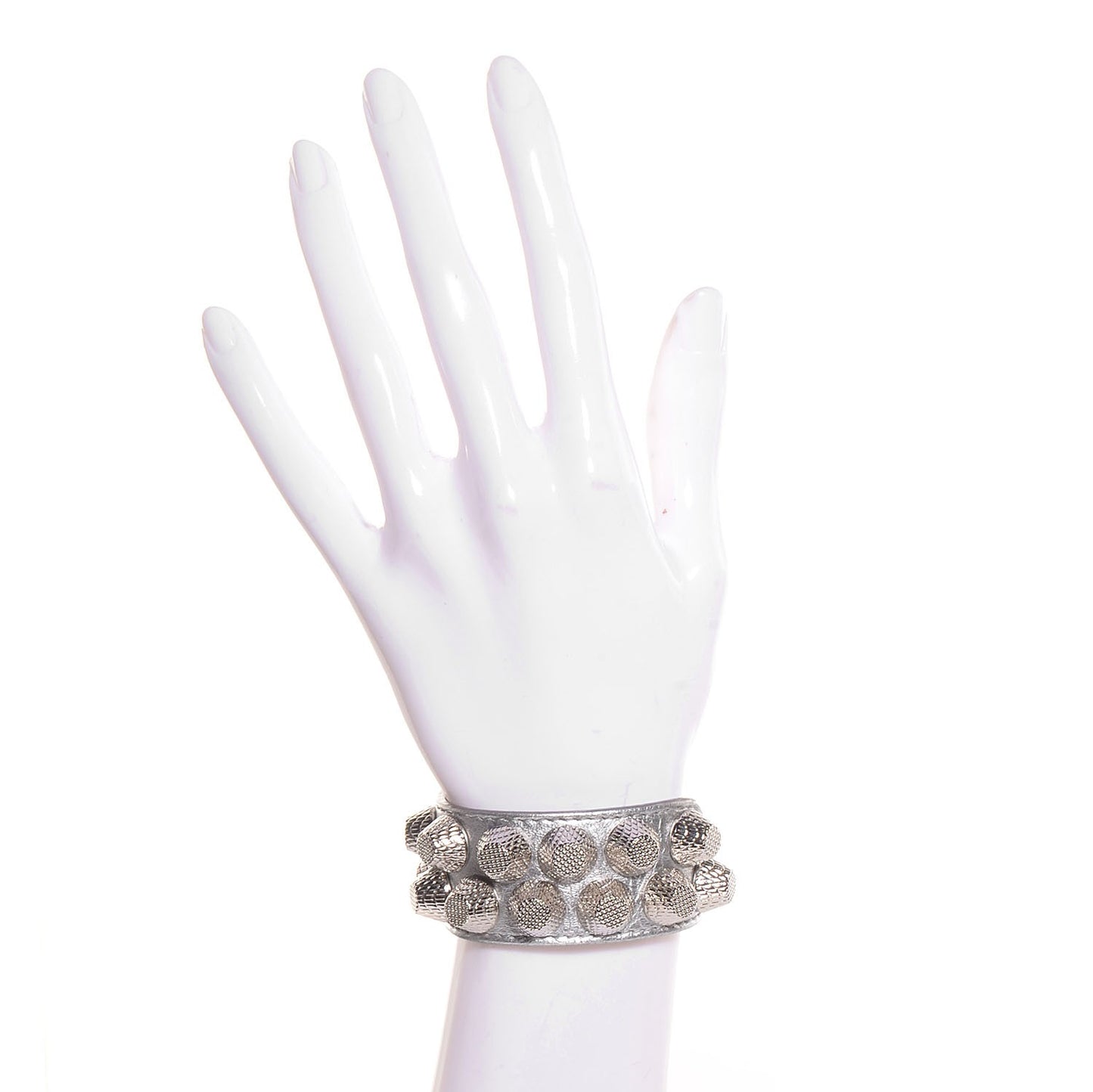 Agneau Giant Silver Hardware Two Row Stud Bracelet Gris Aluminum