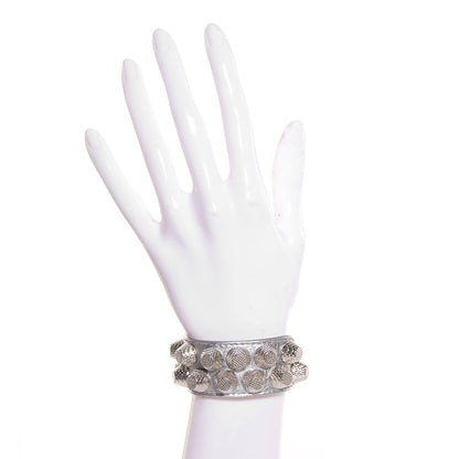 Balenciaga Agneau Giant Silver Hardware Two Row Stud Bracelet Gris Aluminum 2 of 5