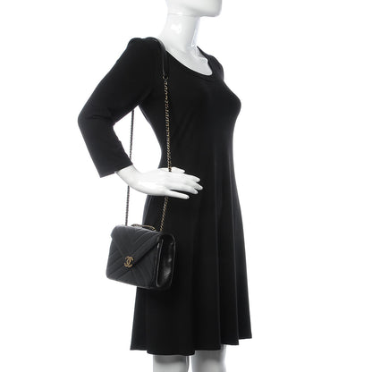 Chanel Lambskin Chevron Quilted Medium Coco Envelope Flap Black 2 of 10