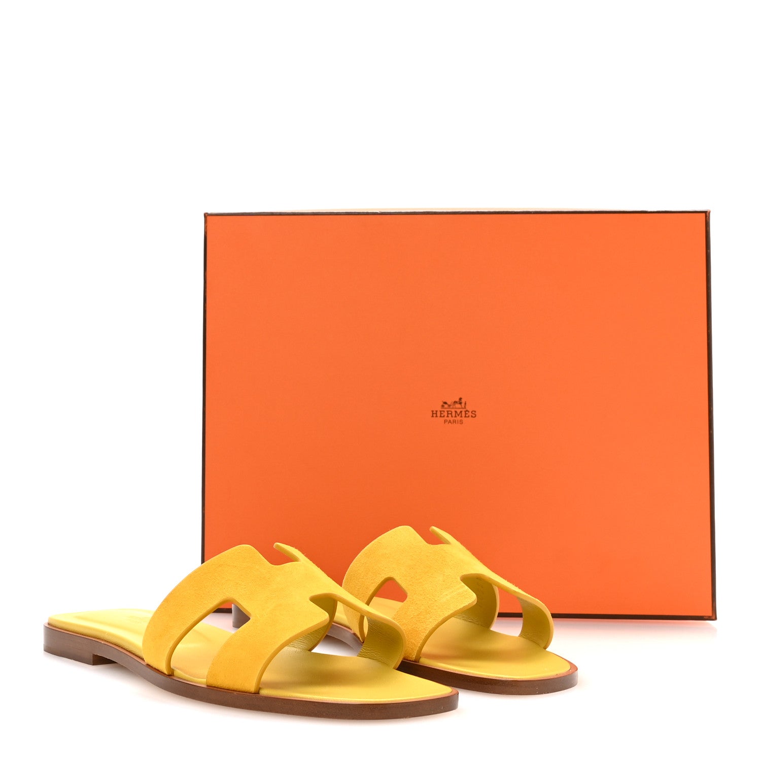 Hermes Suede Goatskin Oran Sandals 36 Jaune Bouton D'or 1892191
