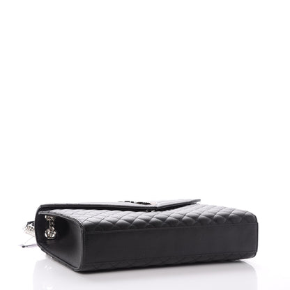 Saint Laurent Grain De Poudre Textured Mixed Matelasse Large Triquilt Monogram Satchel Black 5 of 8