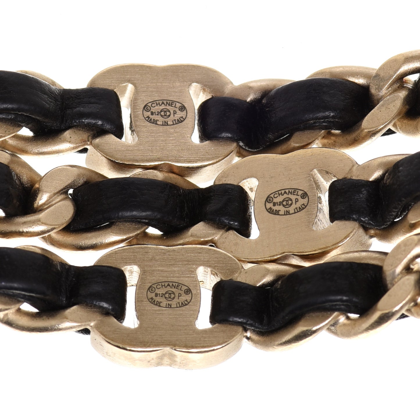 Lambskin Chain Turnlock CC Bangle Set of 3 Black