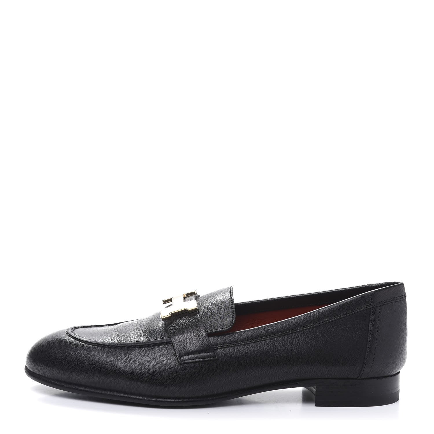 Hermes Goatskin Womens Paris Loafers 36 Black 1 of 9