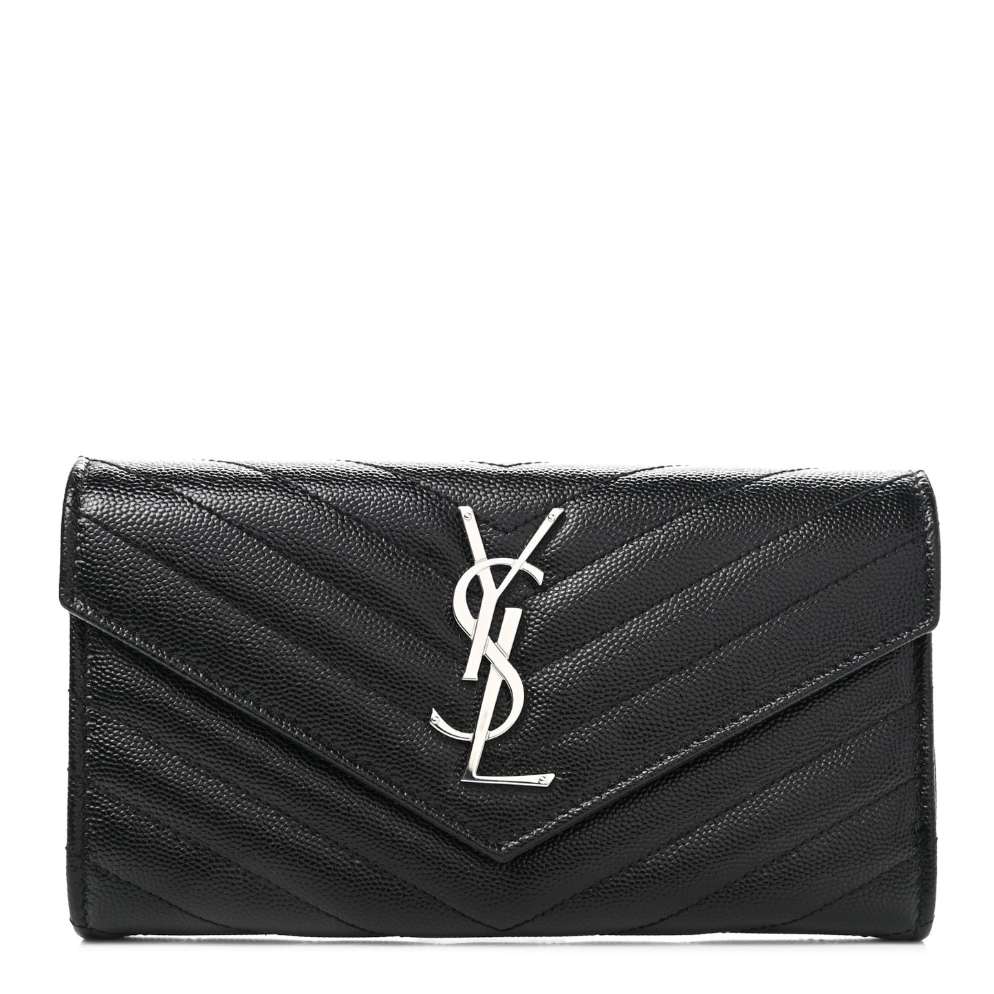 Grain De Poudre Matelasse Chevron Monogram Flap Wallet Black