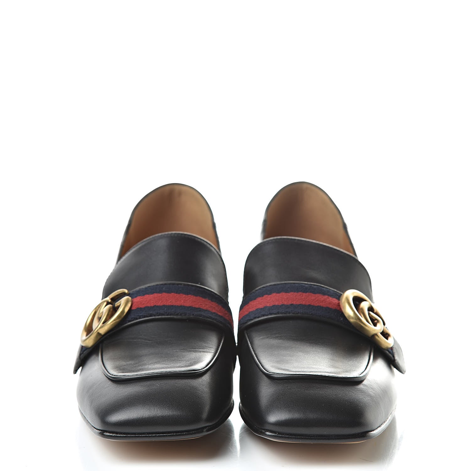 Gucci Betis Glamour Calfskin Web Pearl Embellished Peyton 35mm Loafer Pumps 39 Black 2 of 10
