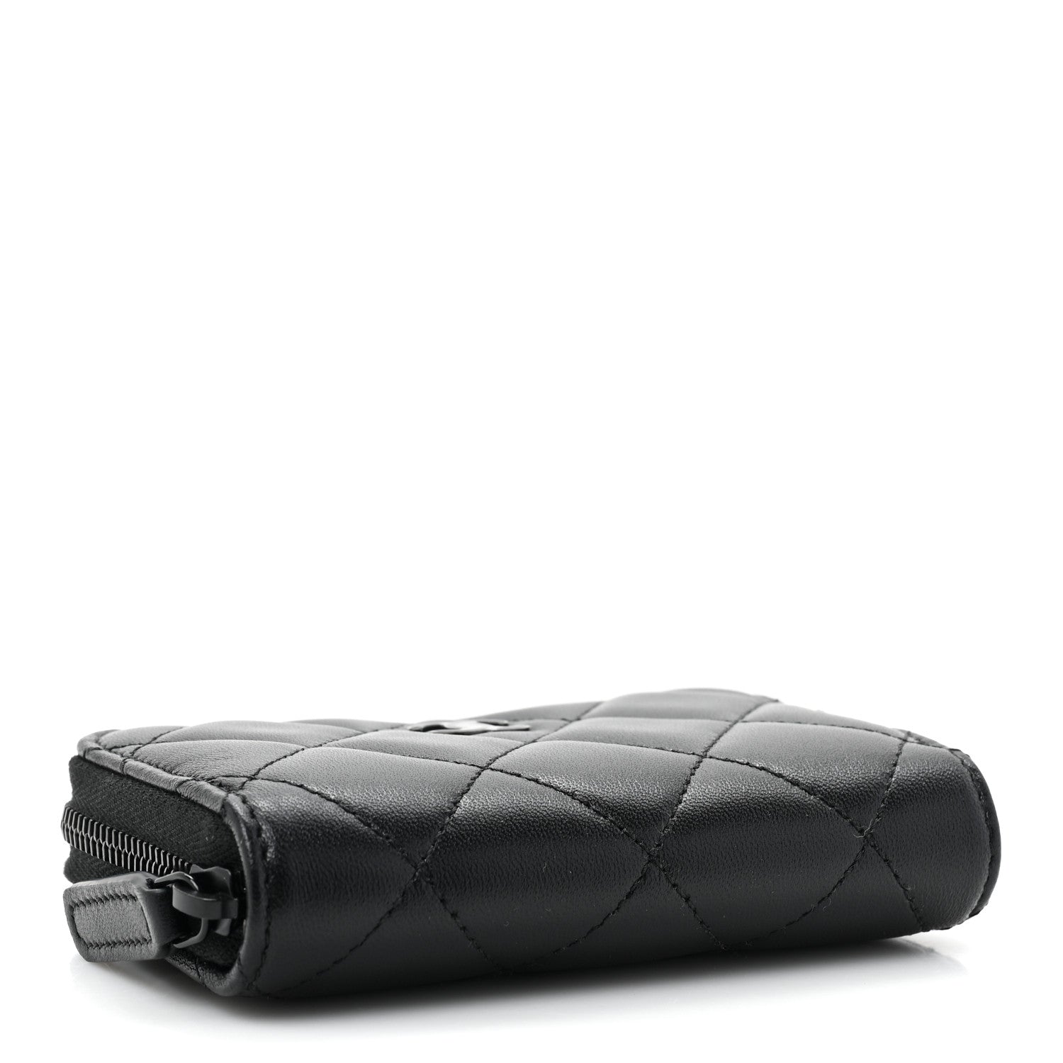 Chanel Lambskin Quilted Zip Coin Purse So Black 4 of 10