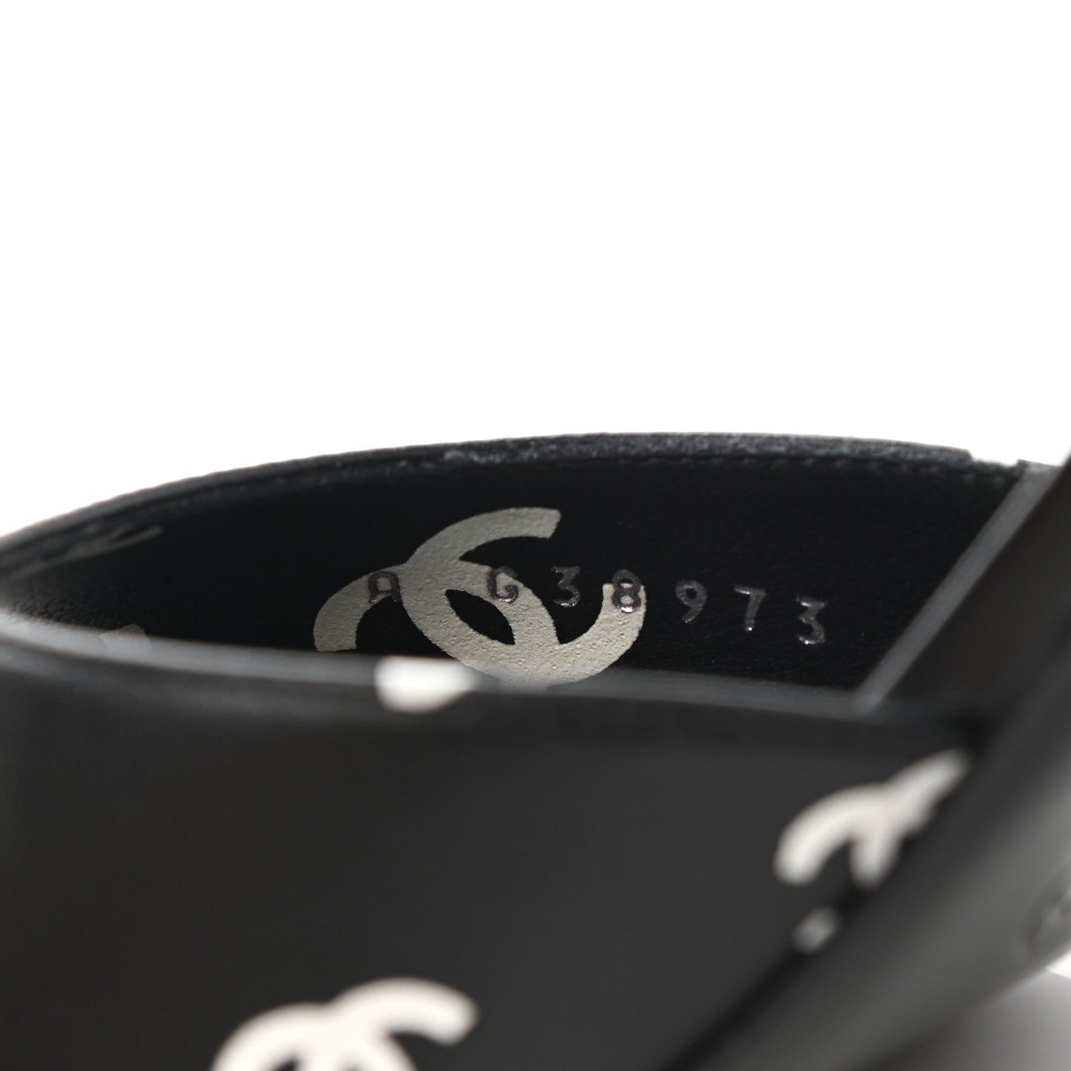 Chanel Printed Lambskin CC Sandals 38 Black White 8 of 9