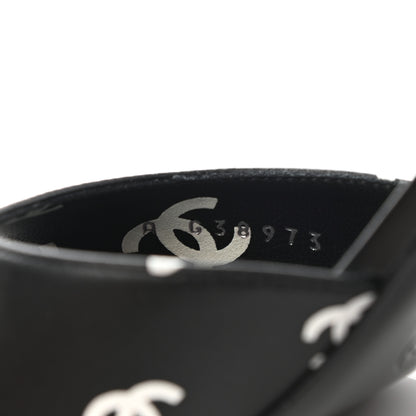 Chanel Printed Lambskin CC Sandals 38 Black White 8 of 9
