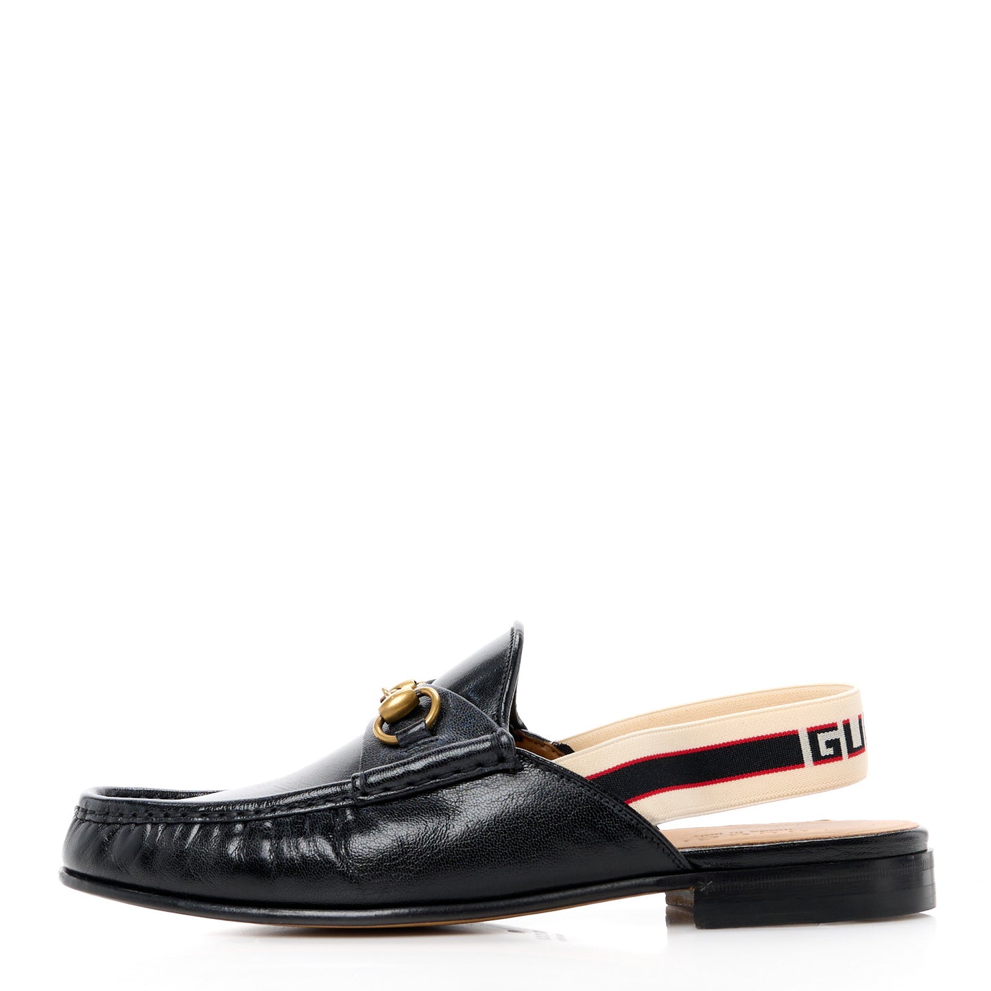 Goatskin Stripe Mens Horsebit Slingback Slippers 9 Black