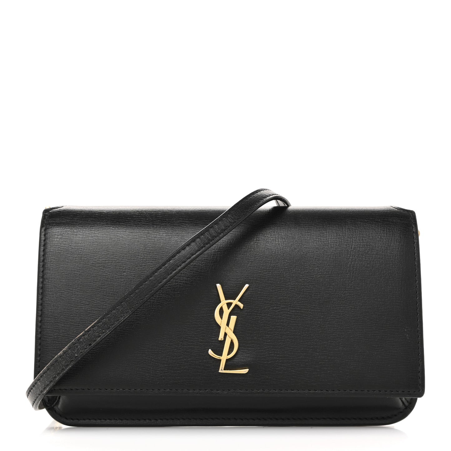 Smooth Calfskin Monogram Phone Holder Crossbody Black