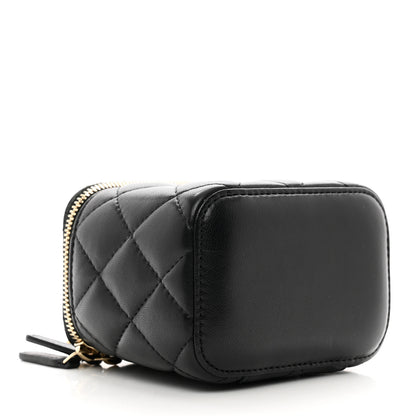 Chanel Lambskin Quilted Mini Pearl Crush Vanity Case With Chain Black 4 of 10