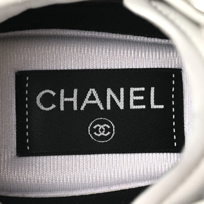 Chanel Laminated Calfskin Suede Quilted Womens CC Sneakers 39 Silver White 9 of 14