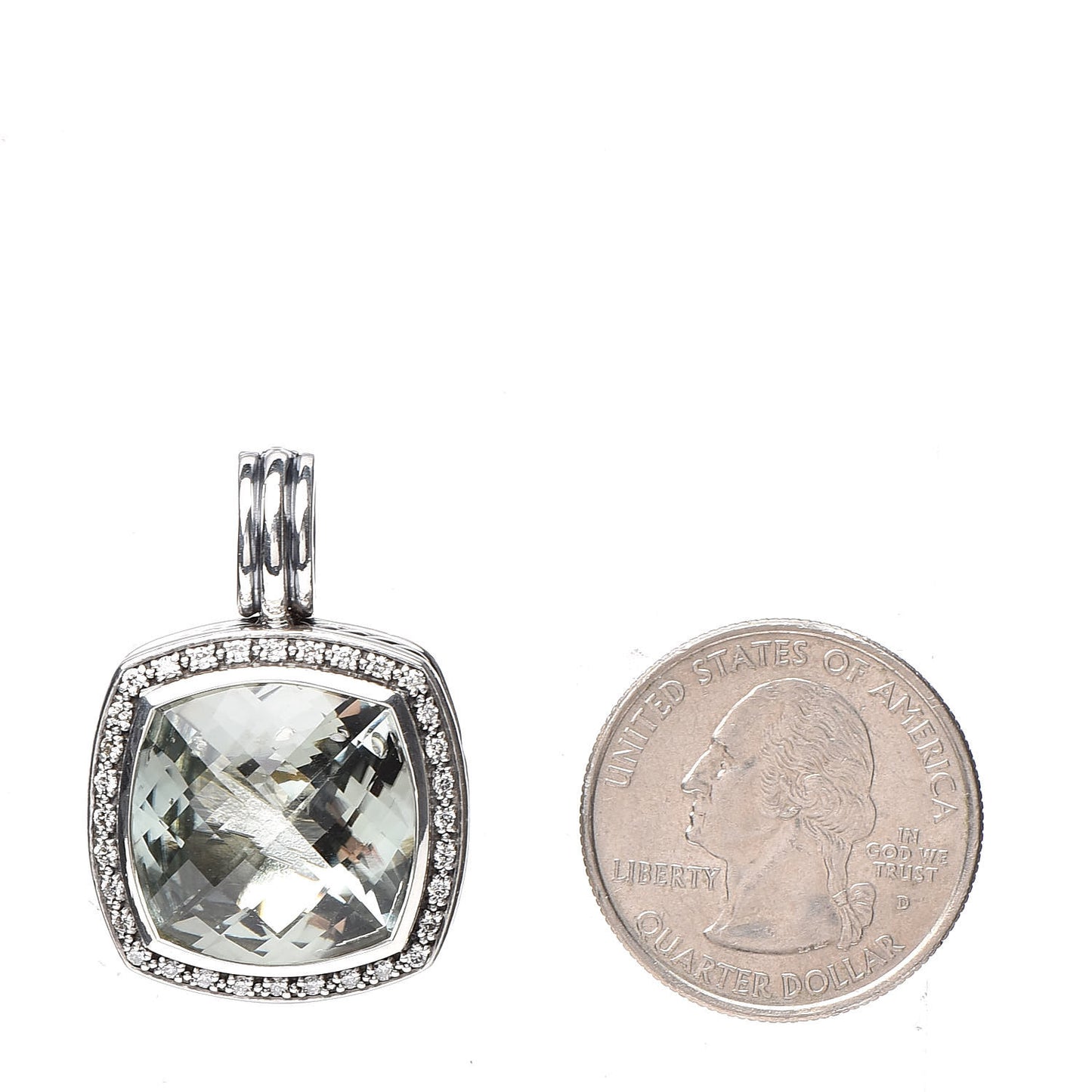 Sterling Silver Diamond Prasiolite 17mm Moonlight Ice Enhancer