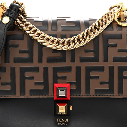 Fendi Vitello Liberty Bi-Color FF 1974 Embossed Small Kan I Shoulder Bag Black Maya 8 of 10