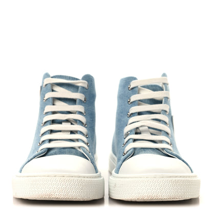 Hermes Denim Illico High Top Sneakers 35 Bleu Clair White 3 of 9