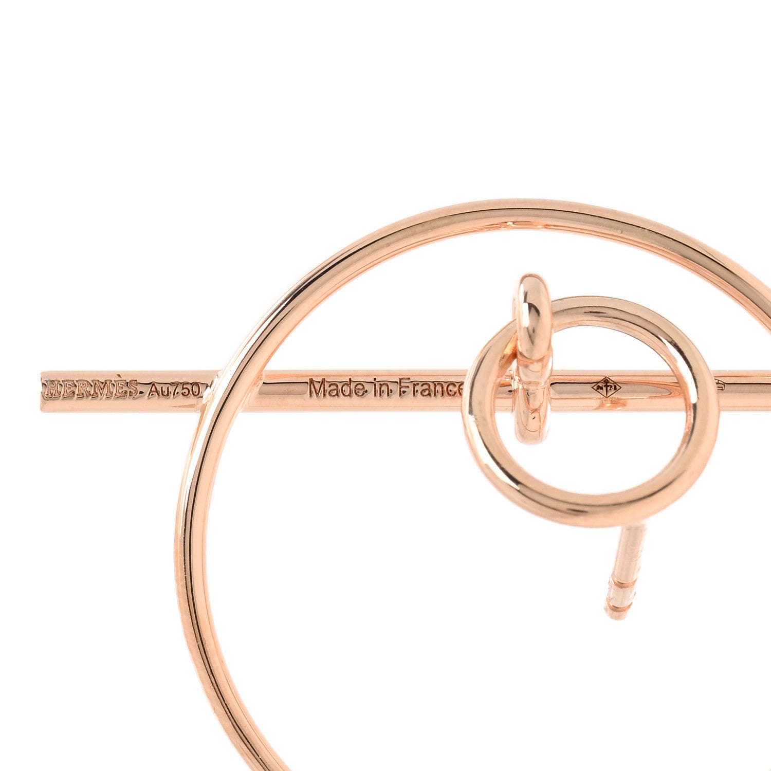 Hermes 18K Rose Gold PM Loop Earrings 4 of 5