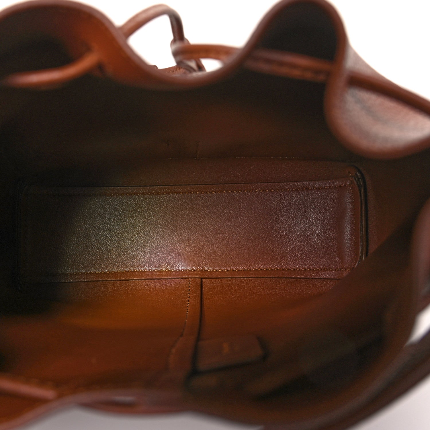 Salvatore Ferragamo Hammered Calfskin Multipocket Bucket Bag Cognac 5 of 10