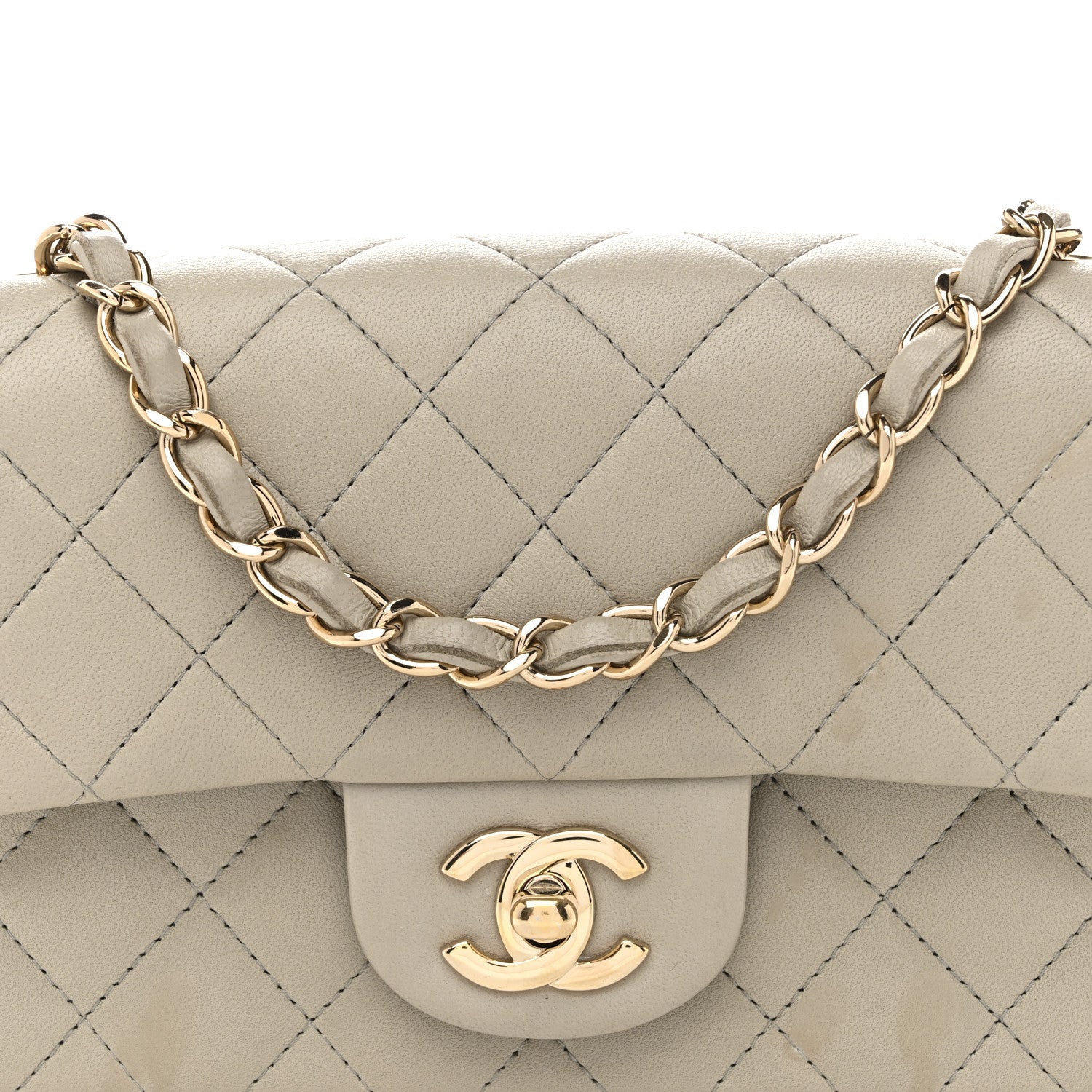Chanel Lambskin Quilted Mini Rectangular Flap Grey 8 of 13