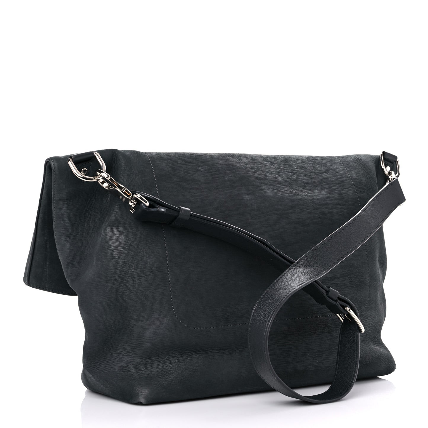 Nubuck Calfskin Folded Messenger Bag Grey