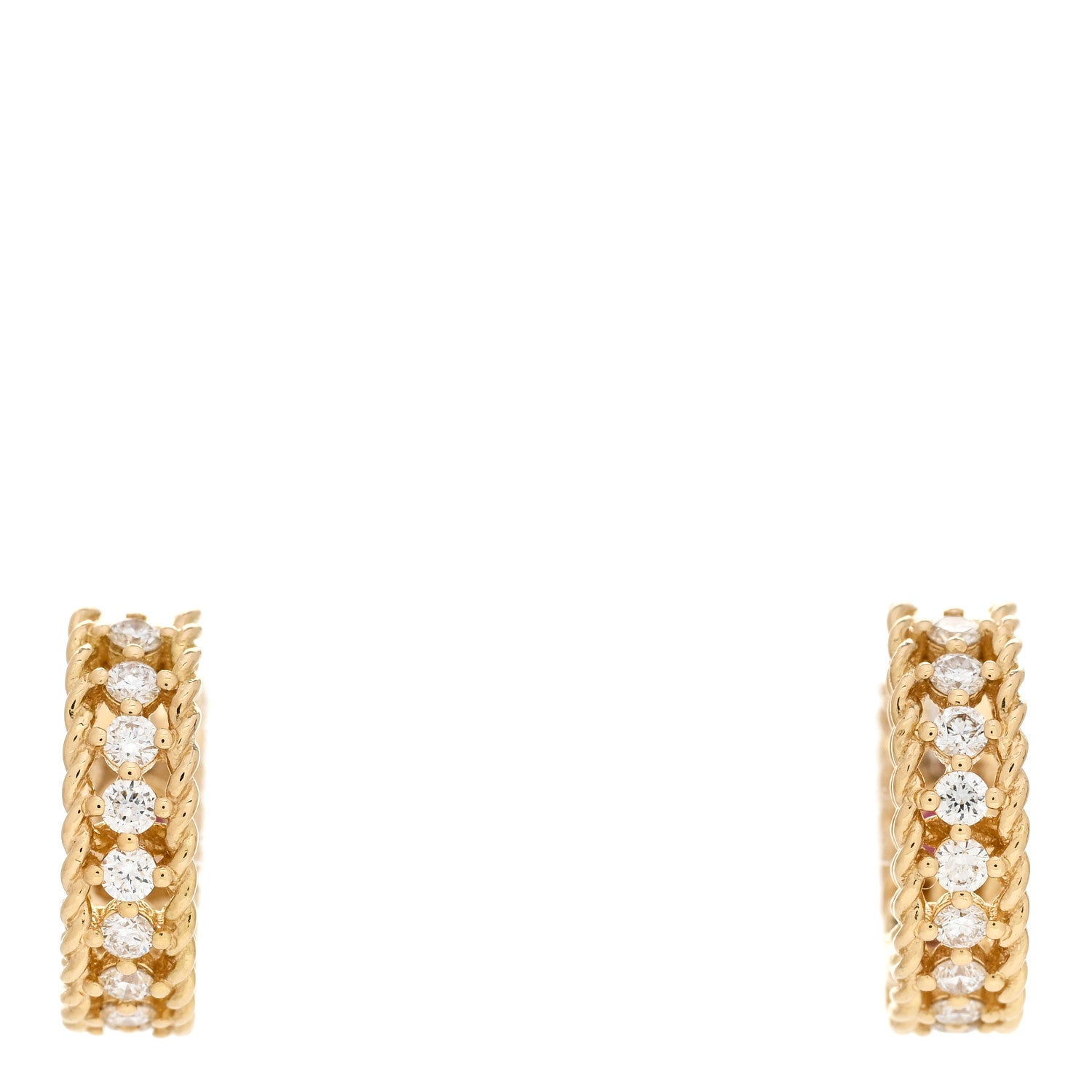 Roberto Coin 18K Yellow Gold Diamond Symphony Braided Huggie Hoop Earrings 1 of 5
