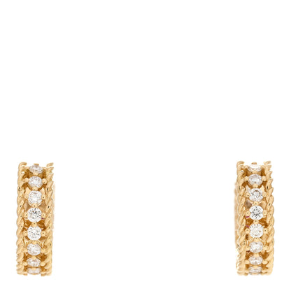 Roberto Coin 18K Yellow Gold Diamond Symphony Braided Huggie Hoop Earrings 1 of 5