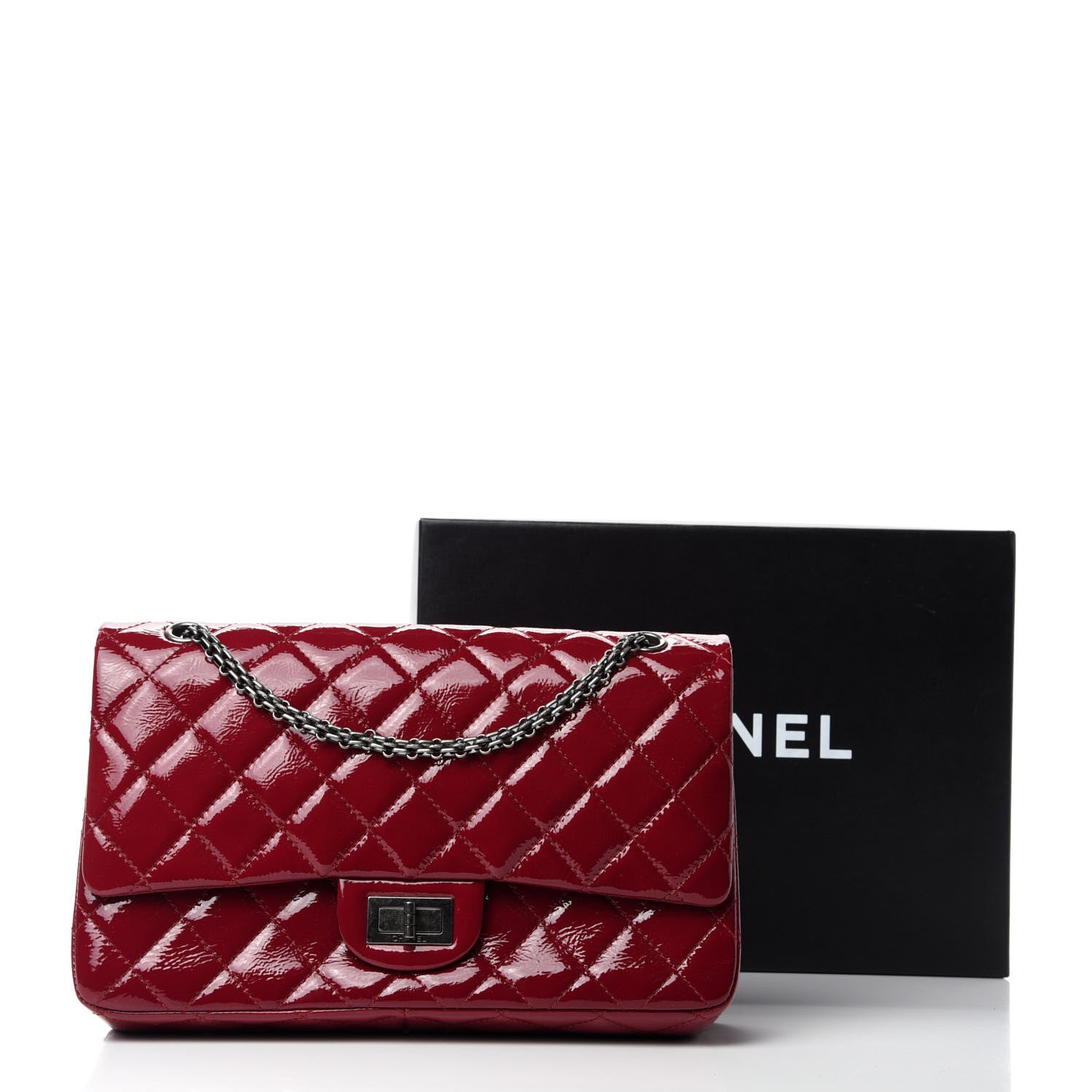 Chanel Distressed Patent Quilted 2.55 Reissue 227 Flap Red 14 of 14