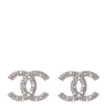 Chanel Crystal Large CC Earrings Silver 1 of 5