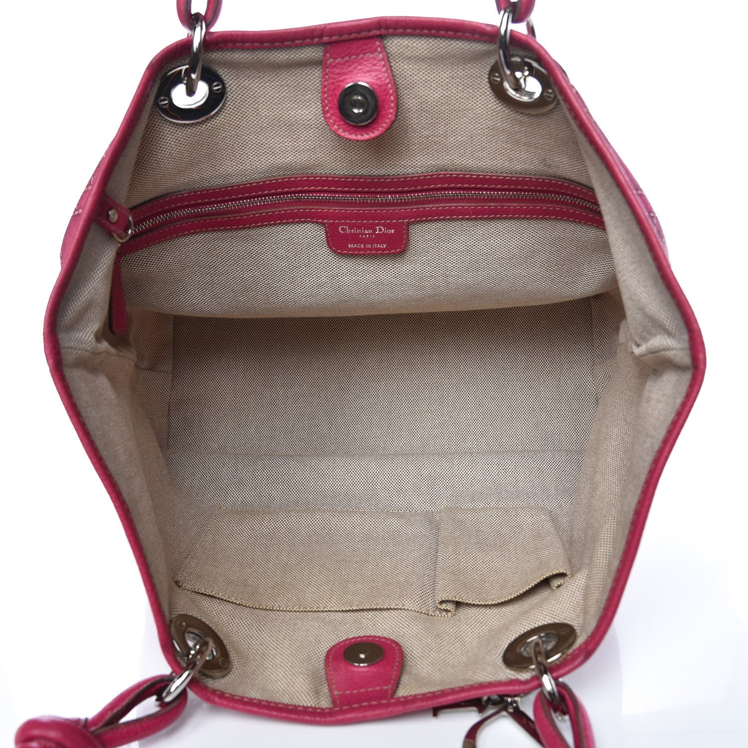 Christian Dior Coated Canvas Cannage Print Cherie Tote Pink 5 of 12