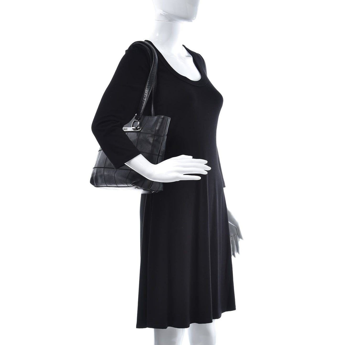 Caviar Square Stitched Tote Black