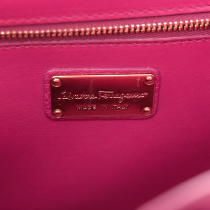 Salvatore Ferragamo Grained Calfskin Linda Top Handle Satchel Sangria 6 of 19