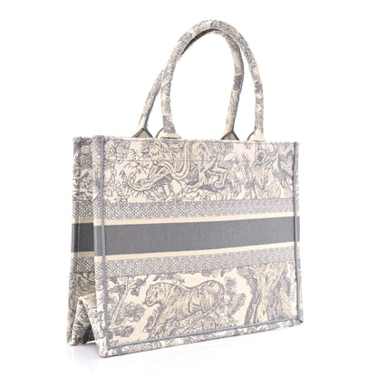 Christian Dior Canvas Embroidered Medium Dioriviera Toile De Jouy Book Tote Gray 3 of 10