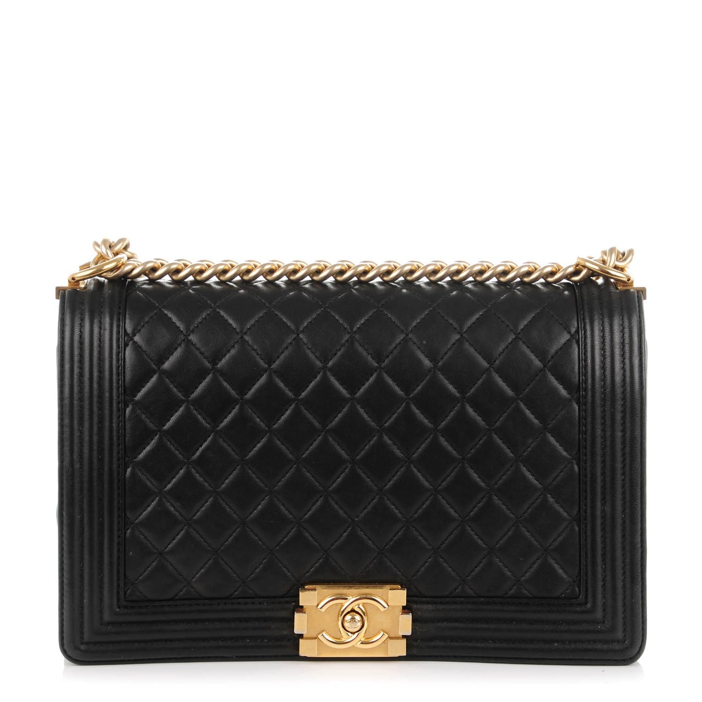 Lambskin Quilted New Medium Boy Flap Black