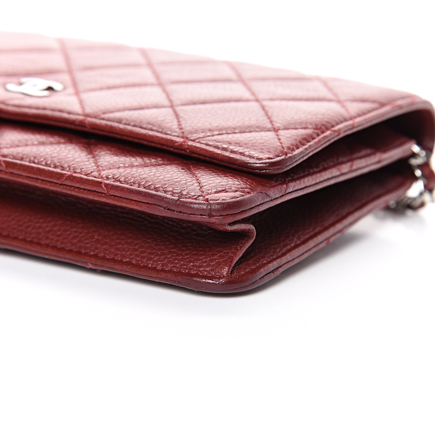 Caviar Quilted Wallet On Chain WOC Dark Red