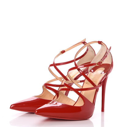 Christian Louboutin Patent Crossfliketa 100 Pumps 37.5 Flamenco 3 of 8