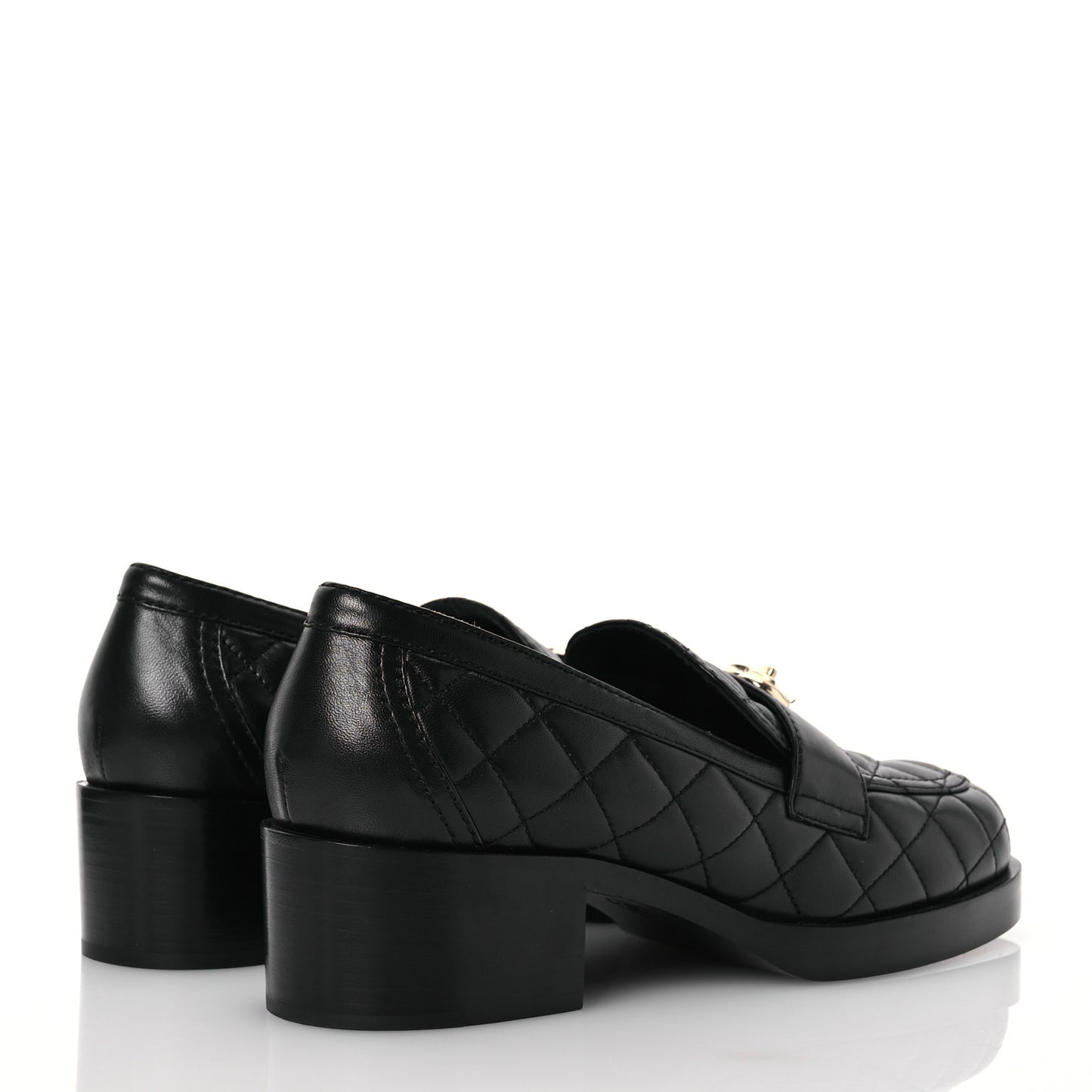 Lambskin Quilted CC Heart Loafers 38 Black