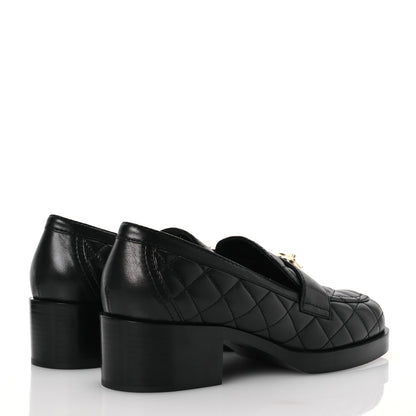 Chanel Lambskin Quilted CC Heart Loafers 38 Black 4 of 14
