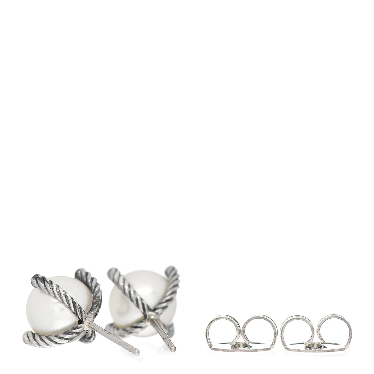 Sterling Silver Diamond Pearl 10mm Cable Stud Earrings