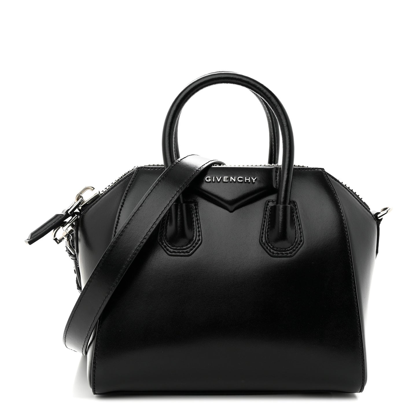 Shiny Lord Calfskin Mini Antigona Black