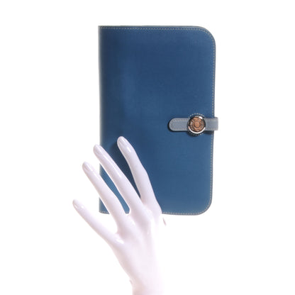 Hermes Swift Dogon Combined Wallet Bleu De Galice and Bleu Lin 2 of 9