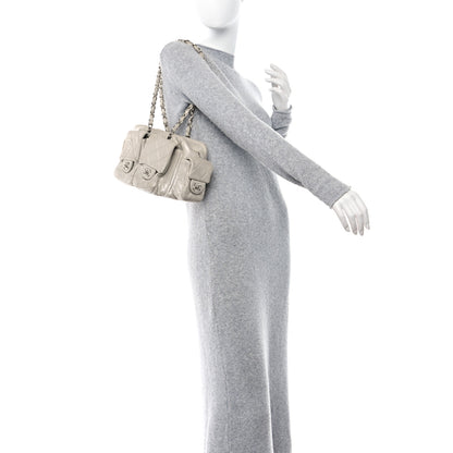 Chanel Metallic Aged Calfskin Quilted Small Cambon Reporter Argent Clair 2 of 12