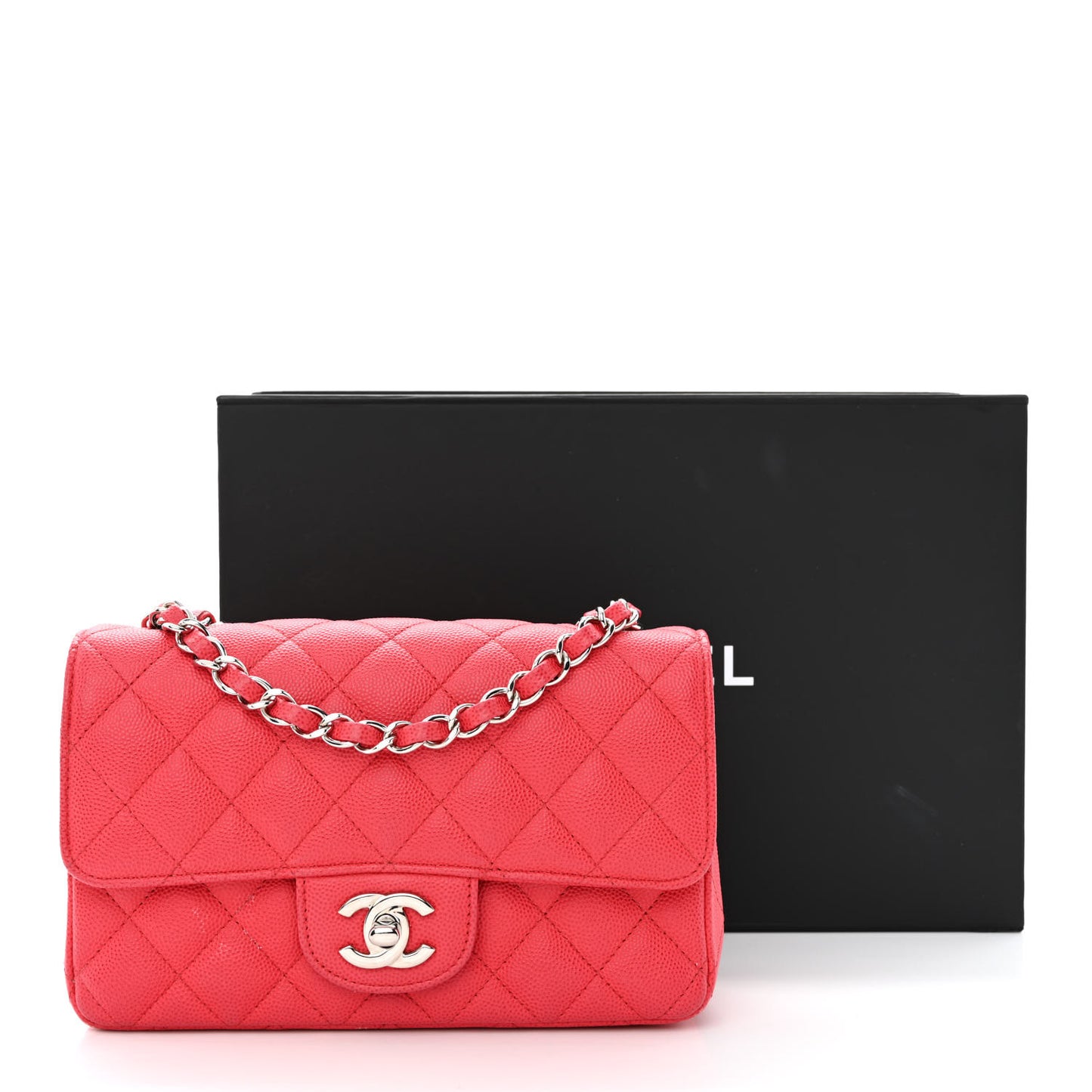 Caviar Quilted Mini Rectangular Flap Red
