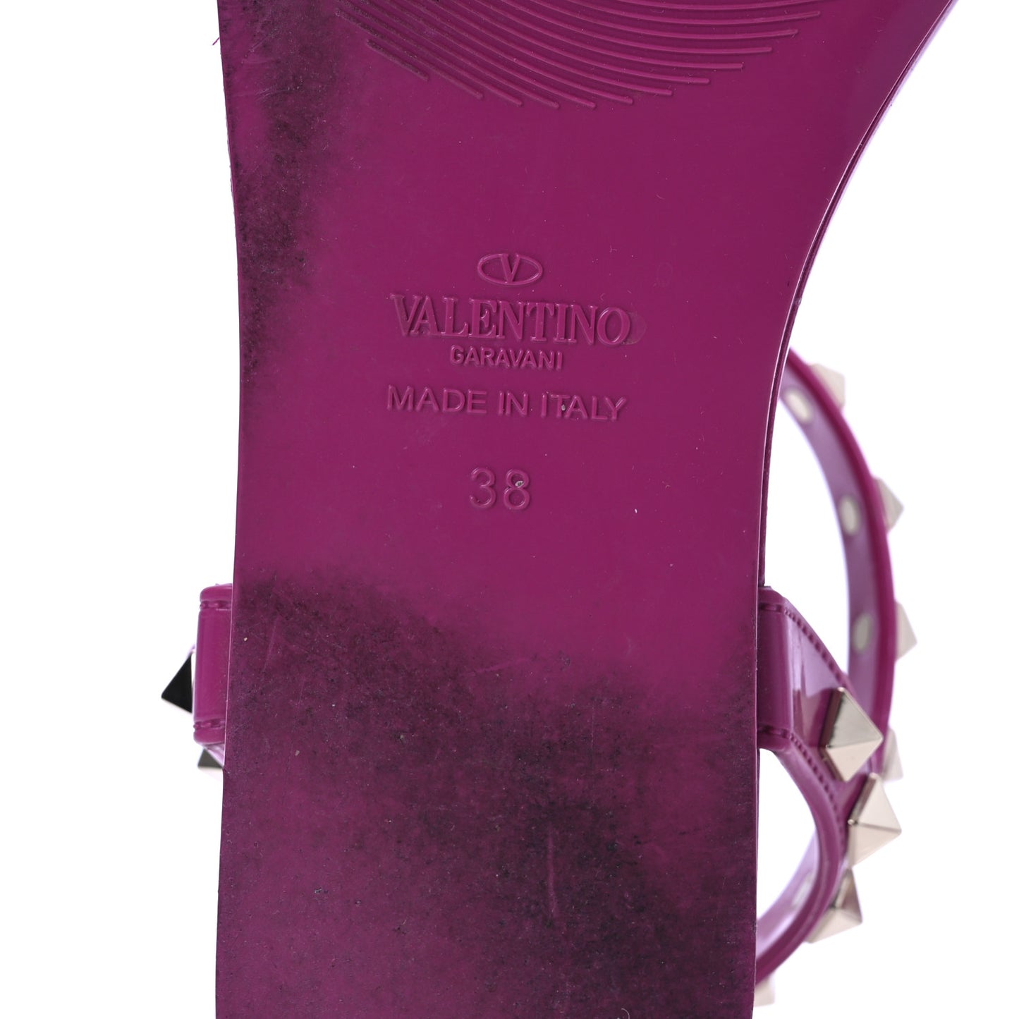 PVC Jelly Rockstud Caged Flat Thong Sandals 38 Blossom