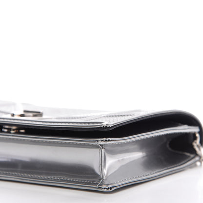 Christian Dior Metallic Patent Micro-Cannage Diorama Wallet on Chain Pouch Silver 7 of 10
