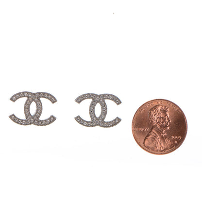 Chanel Crystal CC Earrings Silver 2 of 5