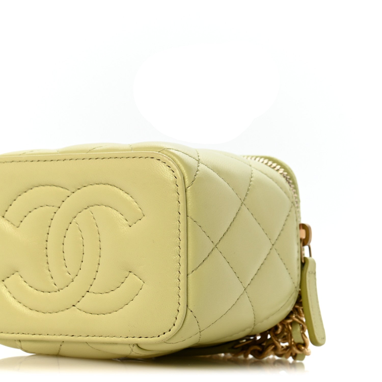Chanel Lambskin Quilted CC Mini Vanity Case With Chain Light Green 10 of 10