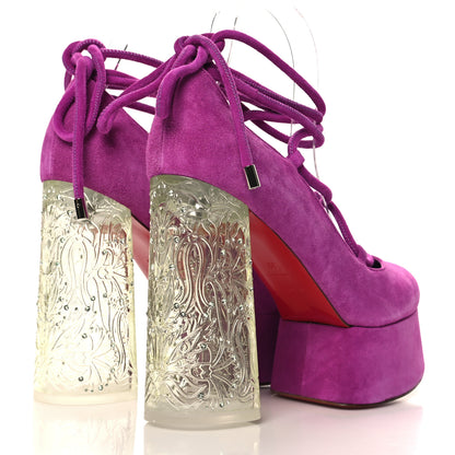 Christian Louboutin Veau Velours Loubi Mystery Yazefir 130mm Platform Pumps 39 Bougainvillier 5 of 9